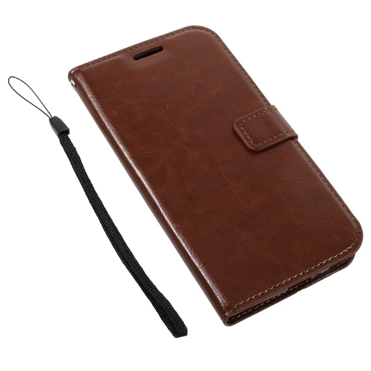 Crazy Horse Leather Wallet Phone Case with Lanyard for Motorola Moto G5 - Brown-7