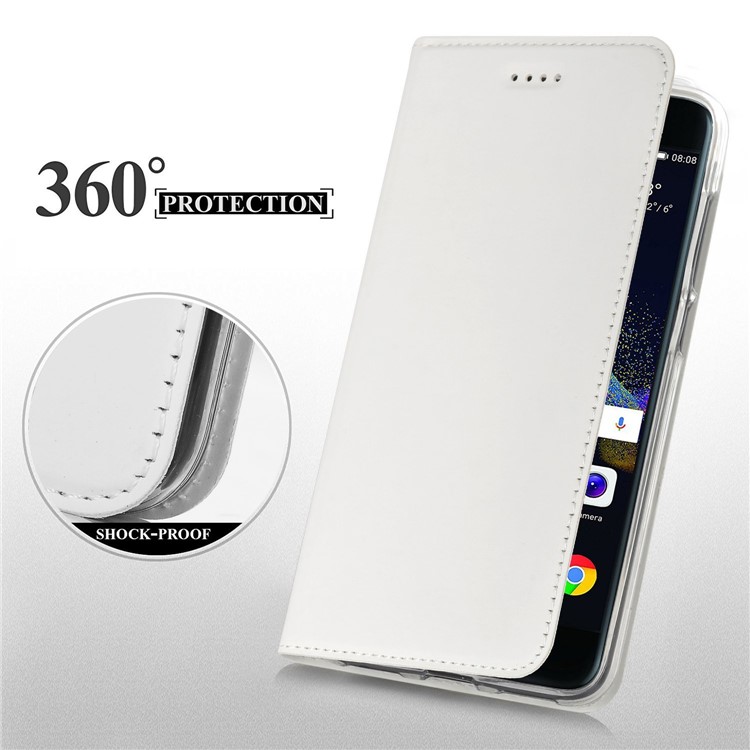 PU Leather Folio Flip Stand Case for Motorola Moto G5 - White-1