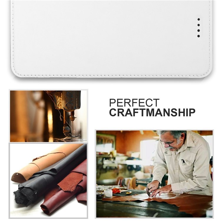 PU Leather Folio Flip Stand Case for Motorola Moto G5 - White-3