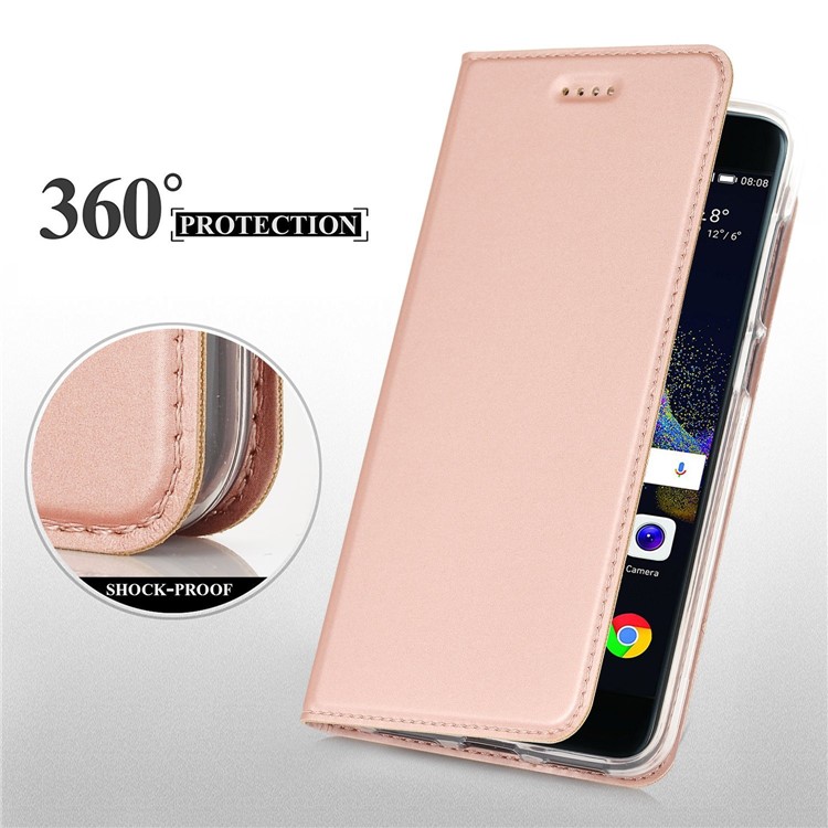 Leather Cover Stand Card Holder for Motorola Moto G5 - Rose Gold-1