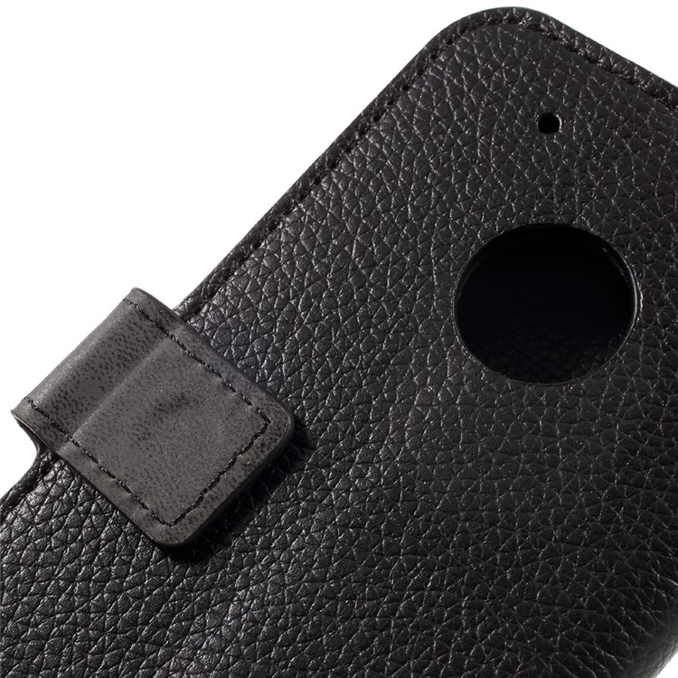 Litchi Skin Wallet Leather Stand Phone Case for Motorola Moto G5 Plus - Black-10
