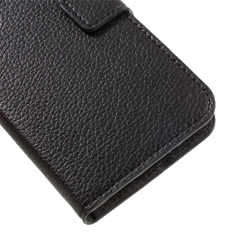 Litchi Skin Wallet Leather Stand Phone Case for Motorola Moto G5 Plus - Black-7