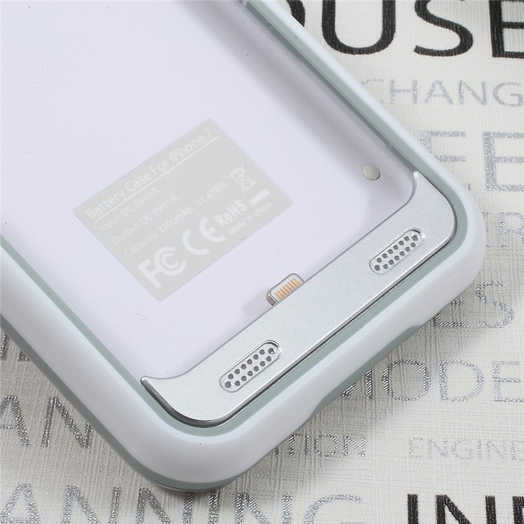 IFANS MFI Certified 3100mAh Extended Battery Backup Rechargeable Charging Case Power Bank Cover for iPhone 7 / iPhone 7 (PRODUCT)RED Special Edition - Silver-8