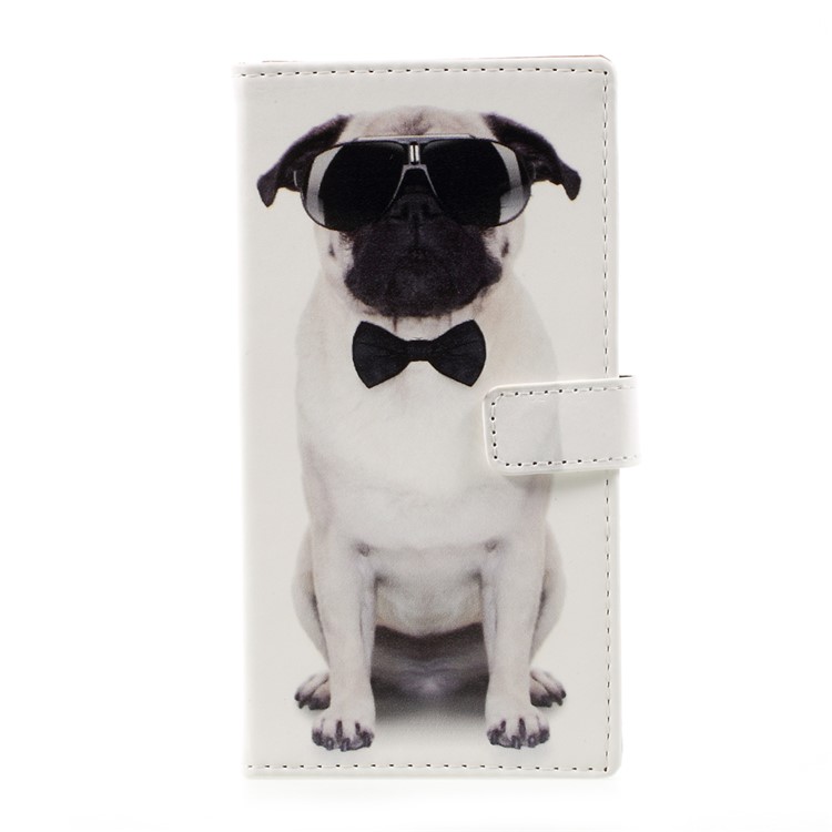 For Motorola Moto G5 Plus Patterned Wallet Stand Leather Phone Case - Dog Wearing Sunglasses-3