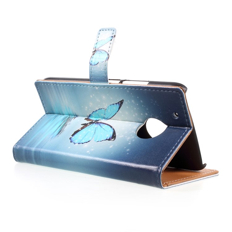 Pattern Printing Leather Wallet Cover for Motorola Moto G5 Plus - Blue Butterfly-5