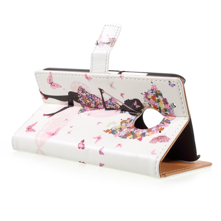 Patterned Wallet Stand Leather Flip Phone Cover for Motorola Moto G5 Plus - Flowered Girl Holding Umbrella-4
