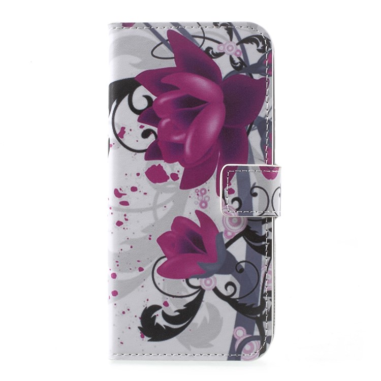 Printing Pattern Folio Flip Leather Wallet Cover for Motorola Moto G5 Plus - Kapok Flowers-1