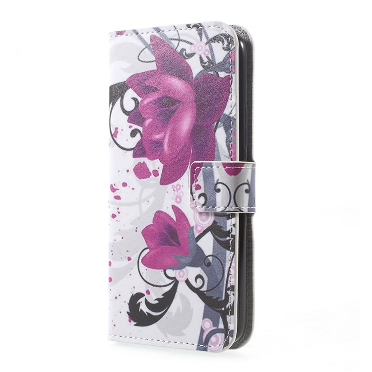 Printing Pattern Folio Flip Leather Wallet Cover for Motorola Moto G5 Plus - Kapok Flowers-2