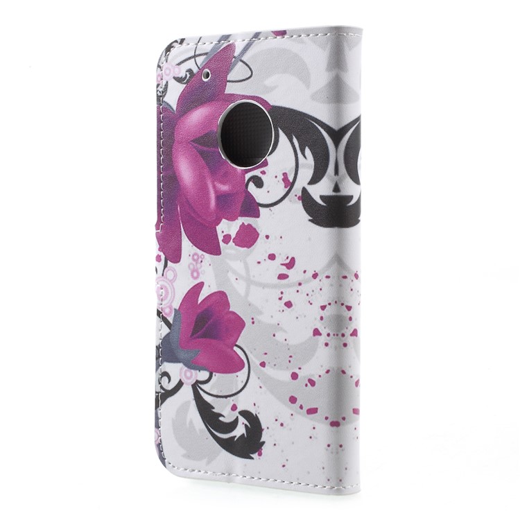 Printing Pattern Folio Flip Leather Wallet Cover for Motorola Moto G5 Plus - Kapok Flowers-3