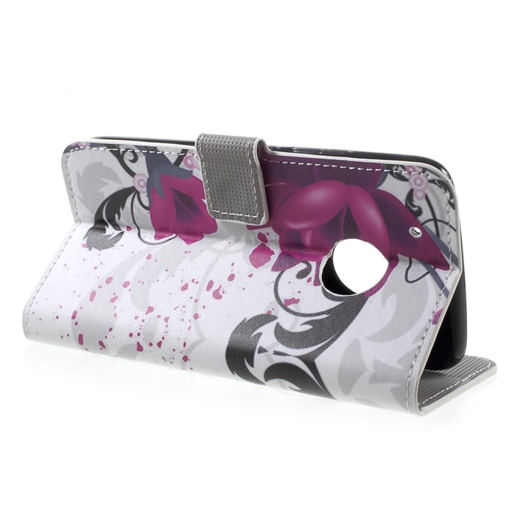 Printing Pattern Folio Flip Leather Wallet Cover for Motorola Moto G5 Plus - Kapok Flowers-4