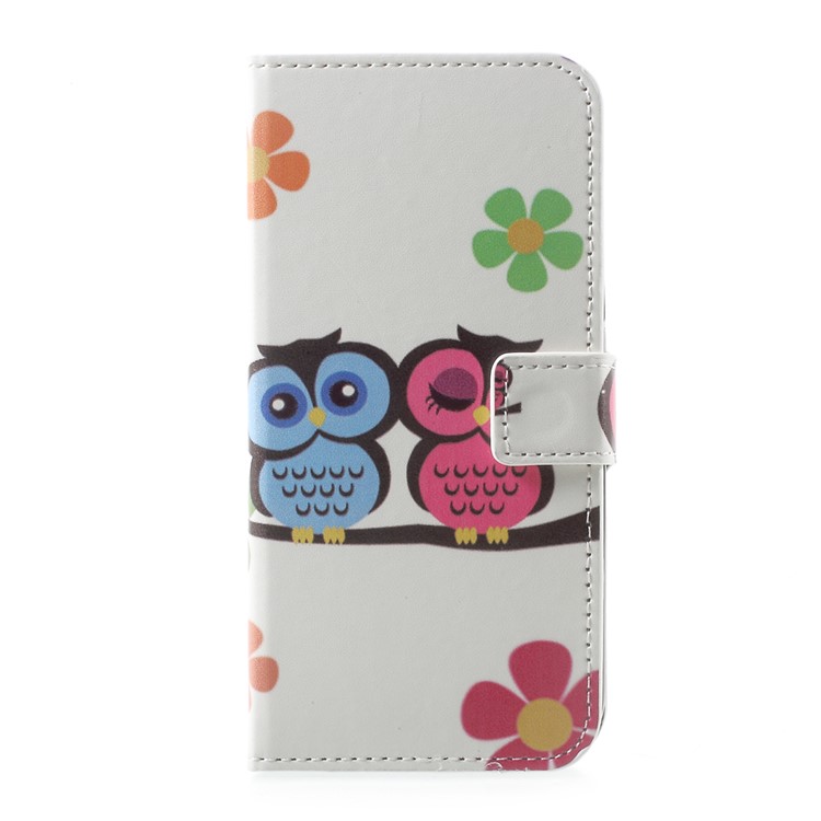 Pattern Printing Stand Card Slots Leather Case for Motorola Moto G5 Plus - Owl Lovers-1