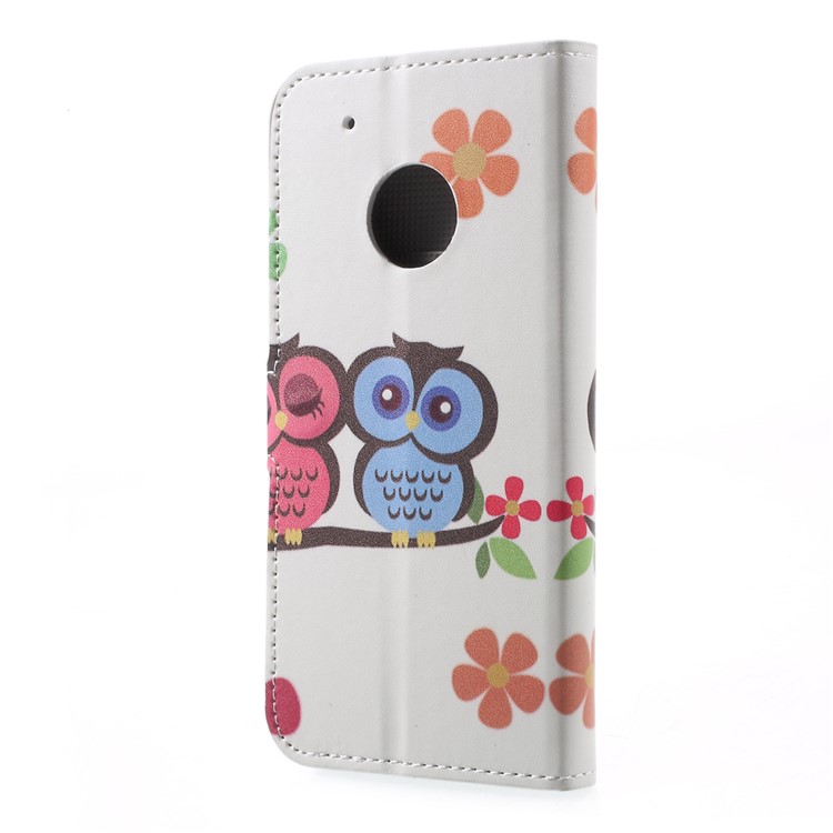 Pattern Printing Stand Card Slots Leather Case for Motorola Moto G5 Plus - Owl Lovers-3