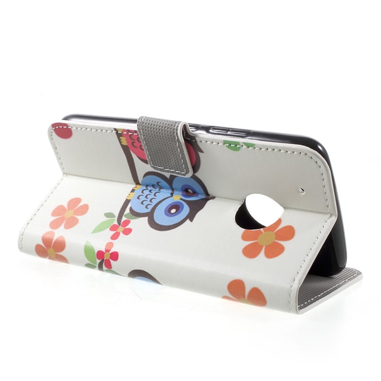 Pattern Printing Stand Card Slots Leather Case for Motorola Moto G5 Plus - Owl Lovers-4