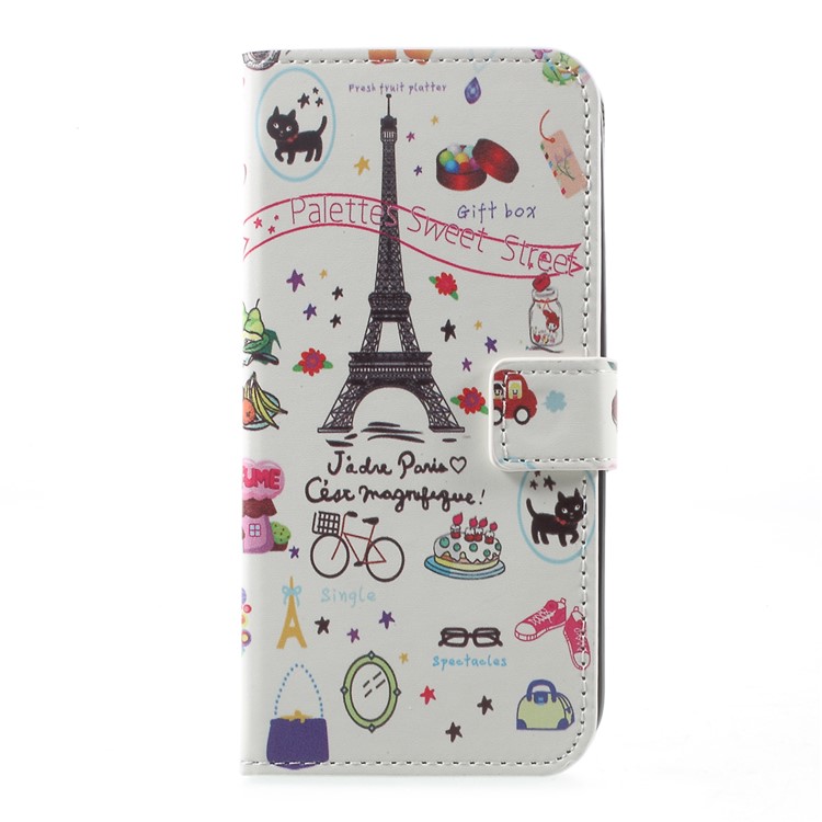 Patterned Leather Magnetic Wallet Shell for Motorola Moto G5 Plus - Palettes Sweet Street-1