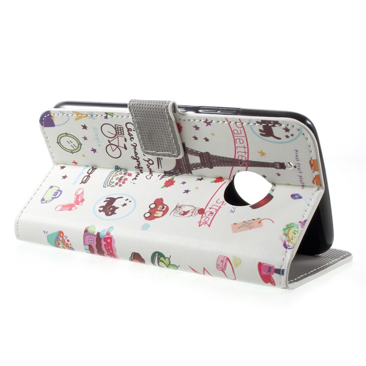 Patterned Leather Magnetic Wallet Shell for Motorola Moto G5 Plus - Palettes Sweet Street-4