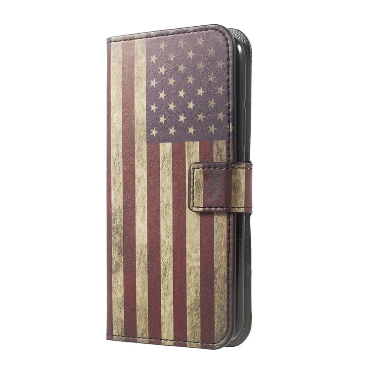 Printing Pattern PU Leather Wallet Shell for Motorola Moto G5 Plus - Vintage US Flag-2