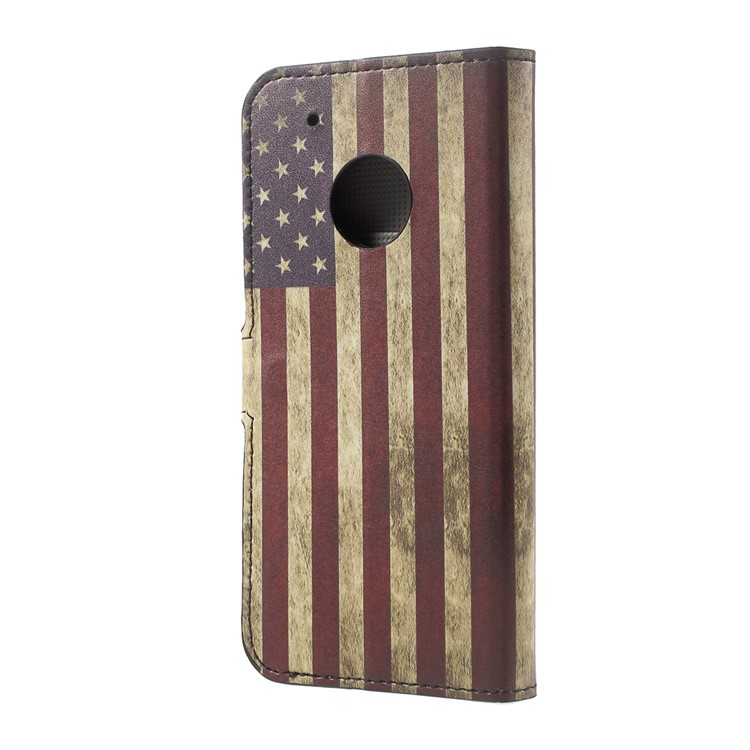 Printing Pattern PU Leather Wallet Shell for Motorola Moto G5 Plus - Vintage US Flag-3