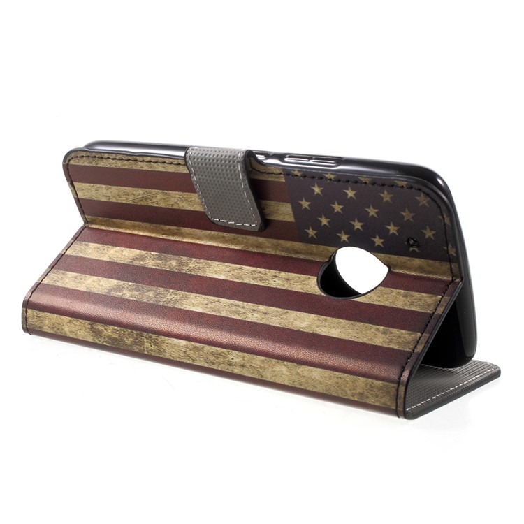 Printing Pattern PU Leather Wallet Shell for Motorola Moto G5 Plus - Vintage US Flag-4