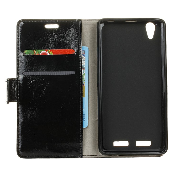 Crazy Horse Leather Stand Wallet Case for Lenovo Lemon K10 (K10e70) - Black-5