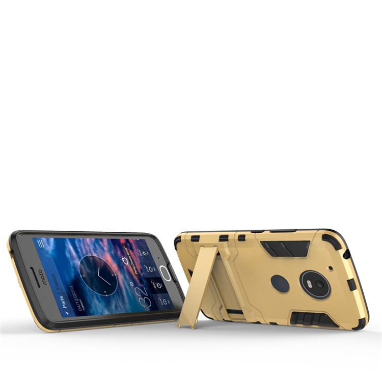 For Motorola Moto G5 Cool Guard Kickstand Hybrid PC + TPU Mobile Cover - Gold-8