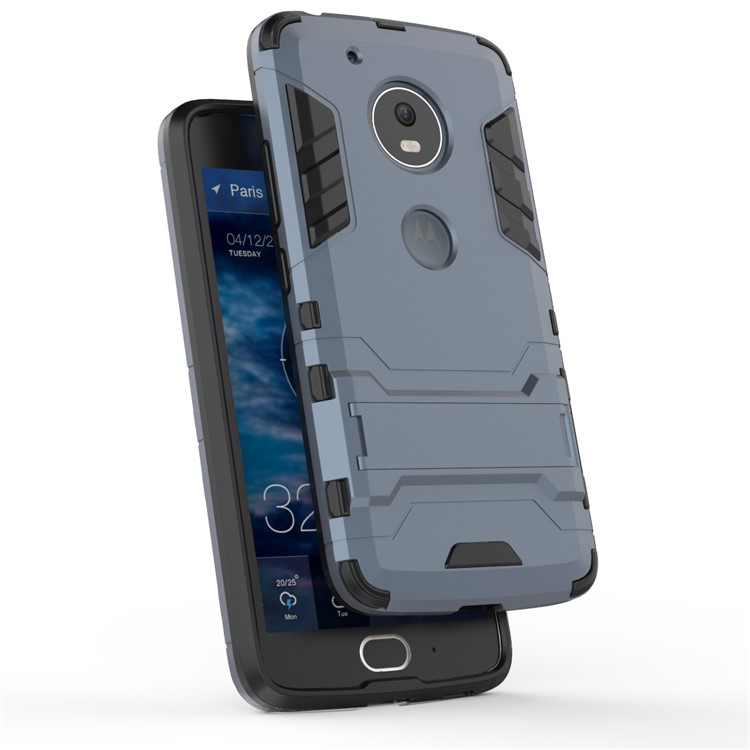 Cool Guard Kickstand PC + TPU Hybrid Shell for Motorola Moto G5 - Dark Blue-3