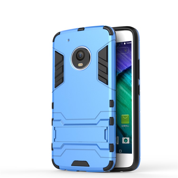 Cool Guard Plastic TPU Kickstand Mobile Shell for Motorola Moto G5 Plus - Baby Blue-2