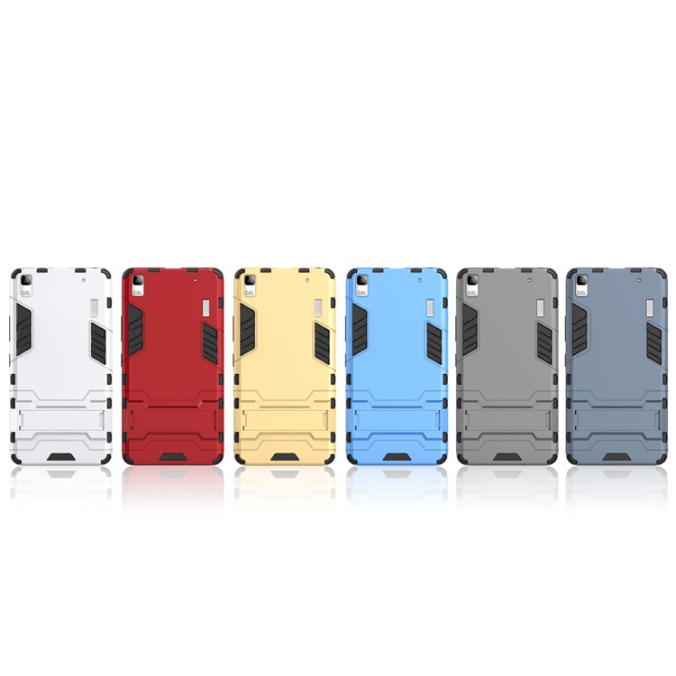 Cool Guard PC TPU Hybrid Phone Case with Kickstand for Lenovo A7000 / A7000 Plus/ K3 Note - Silver-3