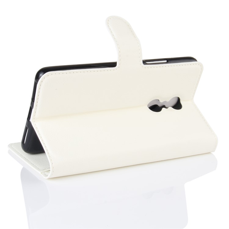 Lichee Texture Leather Wallet Stand Phone Case for Lenovo K6 Note - White-4