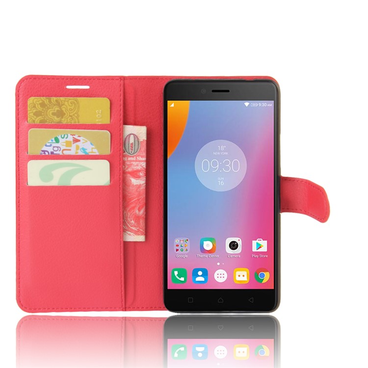 Wallet Stand Litchi Texture Leather Phone Shell for Lenovo K6 Note - Red-3