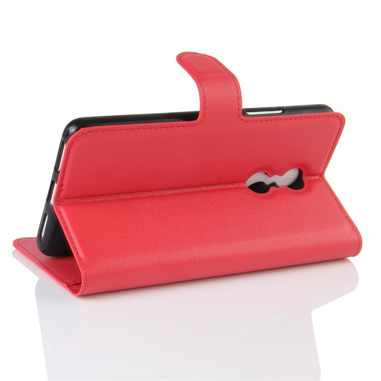 Wallet Stand Litchi Texture Leather Phone Shell for Lenovo K6 Note - Red-4