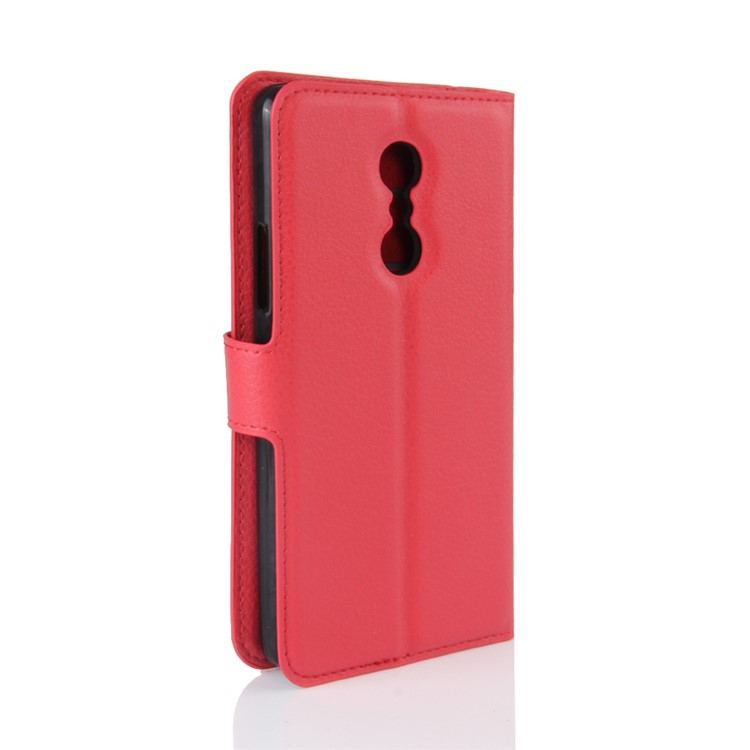 Wallet Stand Litchi Texture Leather Phone Shell for Lenovo K6 Note - Red-5