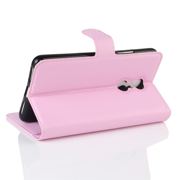 Lichee Texture Leather Wallet Stand Phone Casing for Lenovo K6 Note - Pink-4
