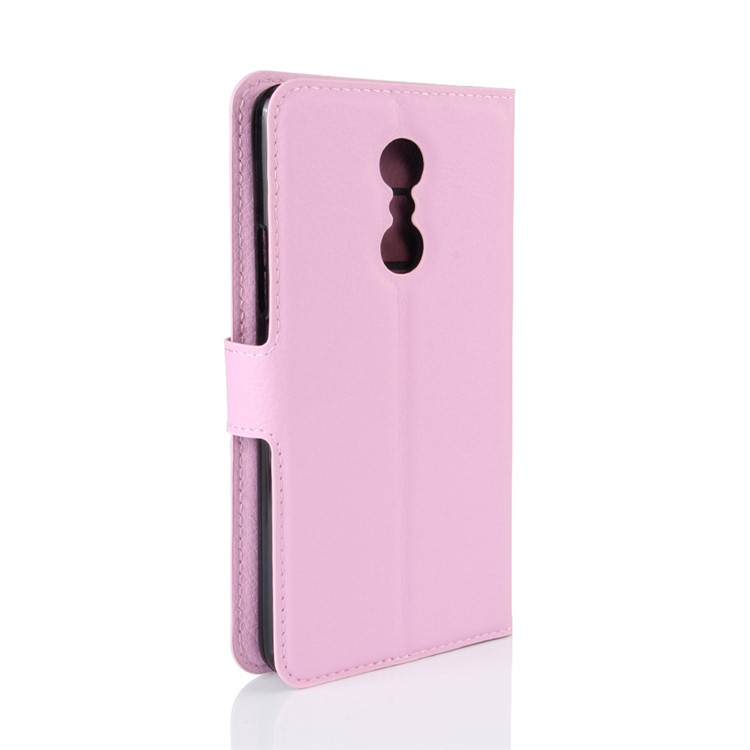 Lichee Texture Leather Wallet Stand Phone Casing for Lenovo K6 Note - Pink-5