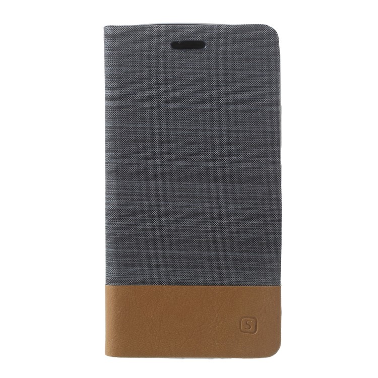 Bi-color Canvas Leather Card Holder Phone Case for Motorola Moto G5 Plus - Dark Grey-2