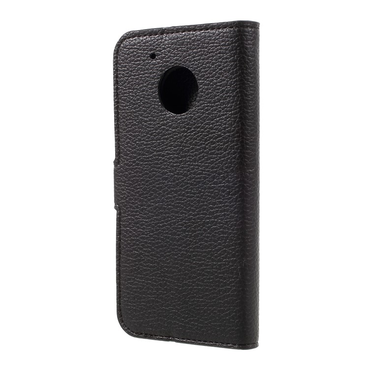 Litchi Skin Wallet Leather Stand Phone Case for Motorola Moto G5 - Black-2