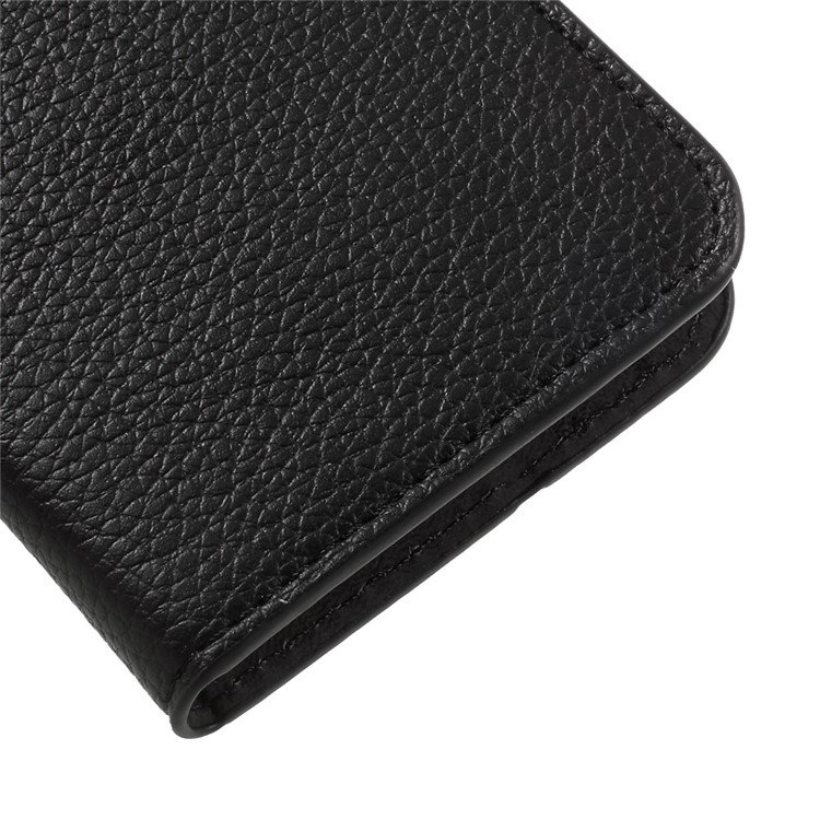 Litchi Skin Wallet Leather Stand Phone Case for Motorola Moto G5 - Black-7