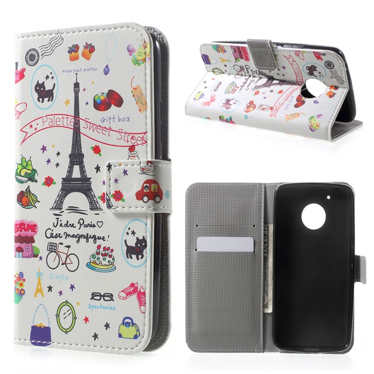 Patterned Wallet Leather Stand Cell Phone Case for Motorola Moto G5 - Palettes Sweet Street-1