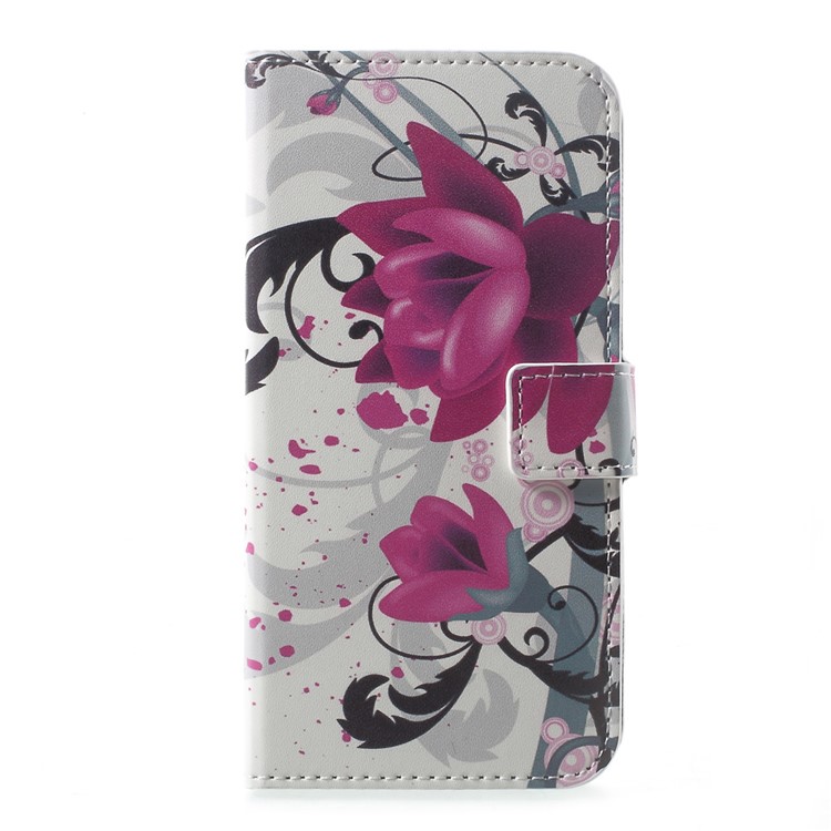 Patterned PU Leather Wallet Mobile Cover for Motorola Moto G5 - Kapok Flowers-1