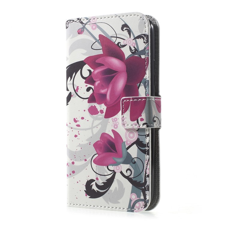 Patterned PU Leather Wallet Mobile Cover for Motorola Moto G5 - Kapok Flowers-2