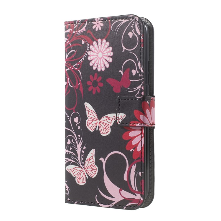 PU Leather Wallet Stand Patterned Cover for Motorola Moto G5 - Floral Butterfly-2