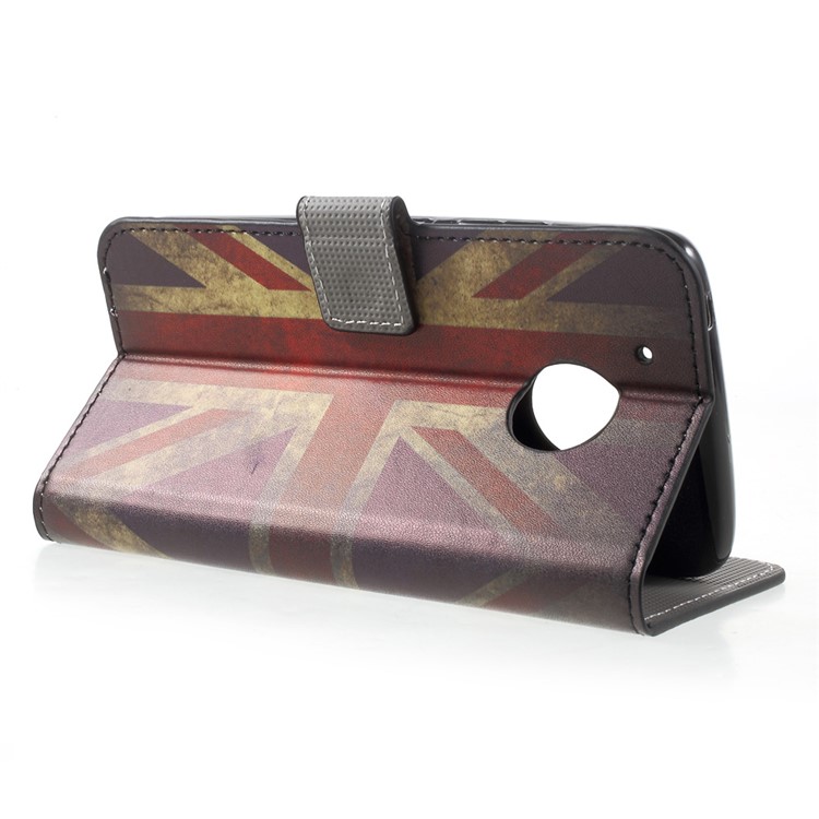 Patterned Leather Case with Wallet Card Slots for Motorola Moto G5 - Retro UK Flag-4