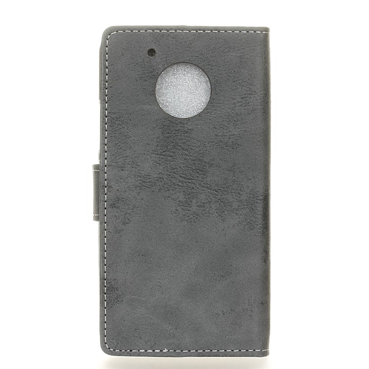 Vintage Style Leather Wallet Cell Phone Case for Motorola Moto G5 - Grey-3