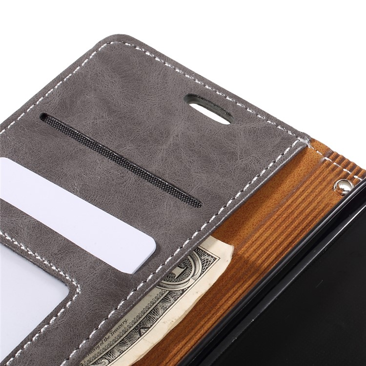 Graceful Series Stitching Leather Wallet Phone Case for Motorola Moto G5 Plus - Grey-10
