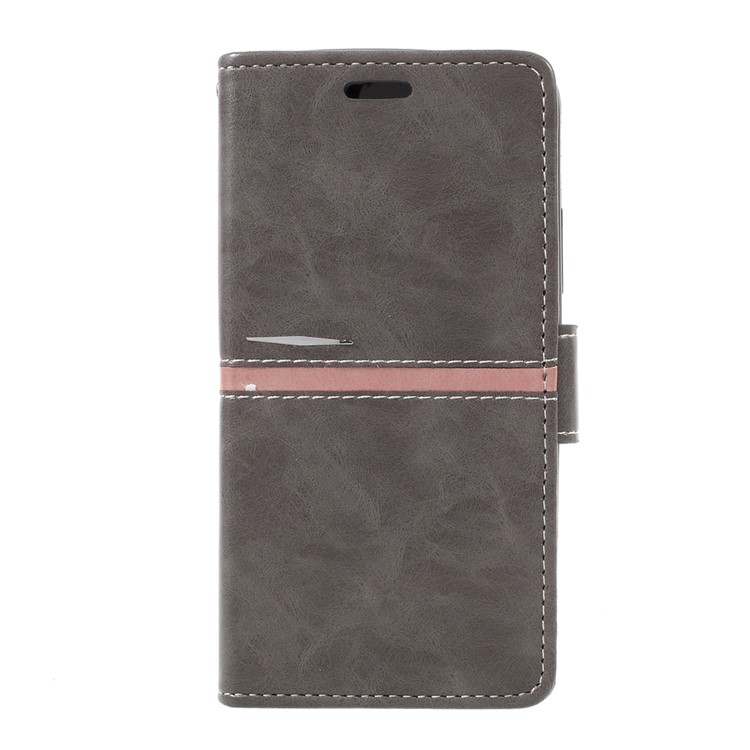 Graceful Series Stitching Leather Wallet Phone Case for Motorola Moto G5 Plus - Grey-3