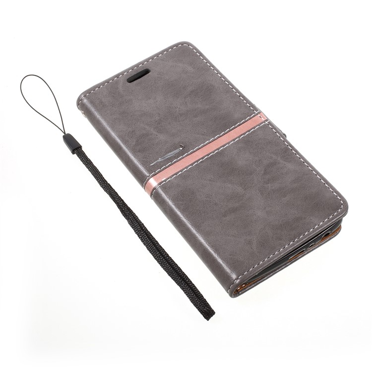 Graceful Series Stitching Leather Wallet Phone Case for Motorola Moto G5 Plus - Grey-6