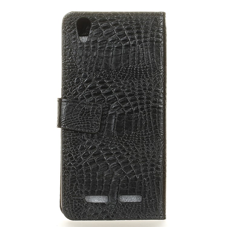 For Lenovo Lemon K10 (K10e70) Crocodile Texture Flip Stand Wallet Leather Case Cover - Black-2