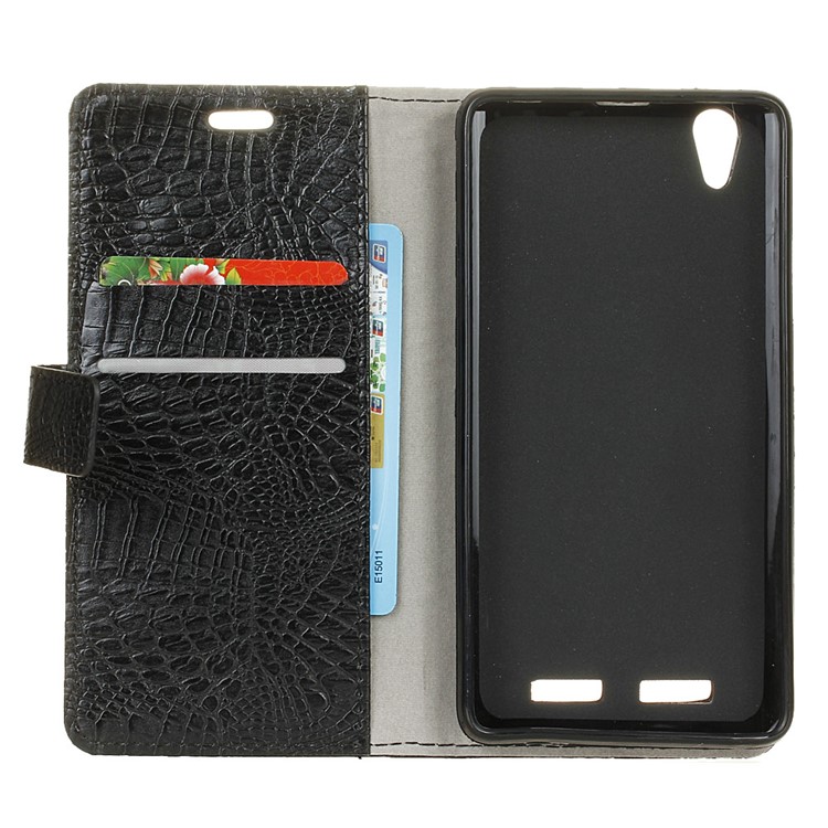 For Lenovo Lemon K10 (K10e70) Crocodile Texture Flip Stand Wallet Leather Case Cover - Black-3