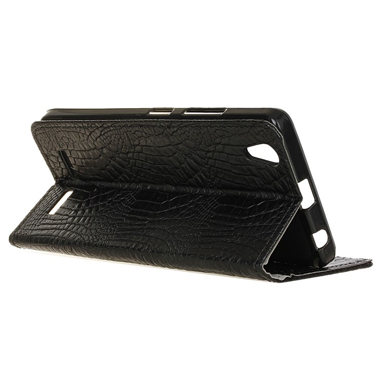 For Lenovo Lemon K10 (K10e70) Crocodile Texture Flip Stand Wallet Leather Case Cover - Black-4