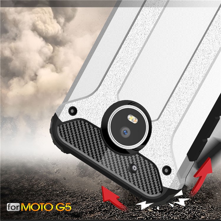 Armor Guard Plastic + TPU Hybrid Cover for Motorola Moto G5 - Silver-3