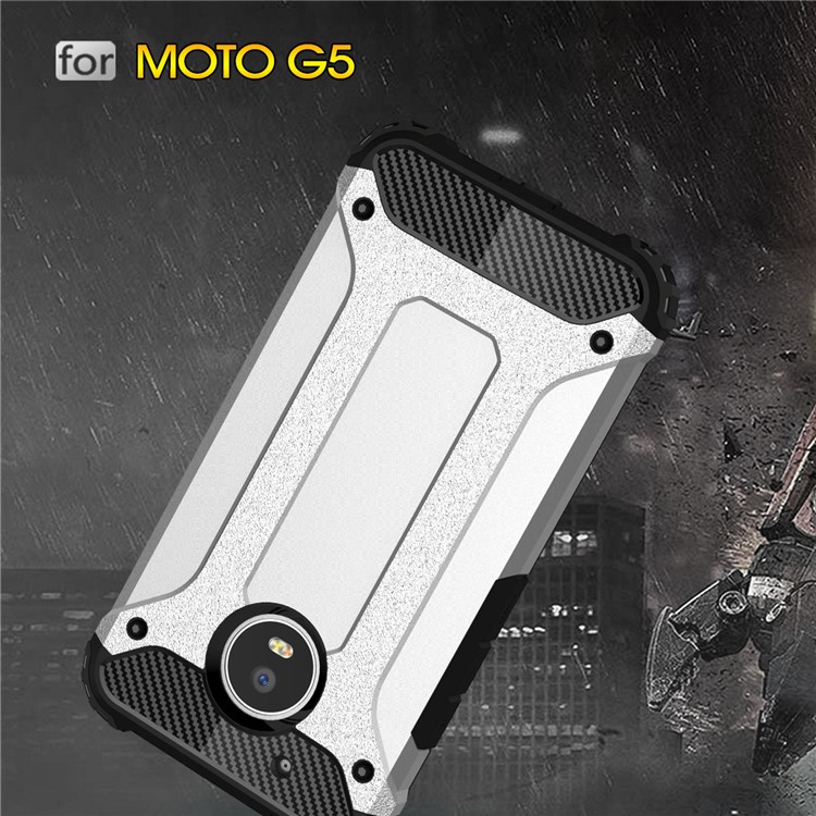 Armor Guard Plastic + TPU Hybrid Cover for Motorola Moto G5 - Silver-7
